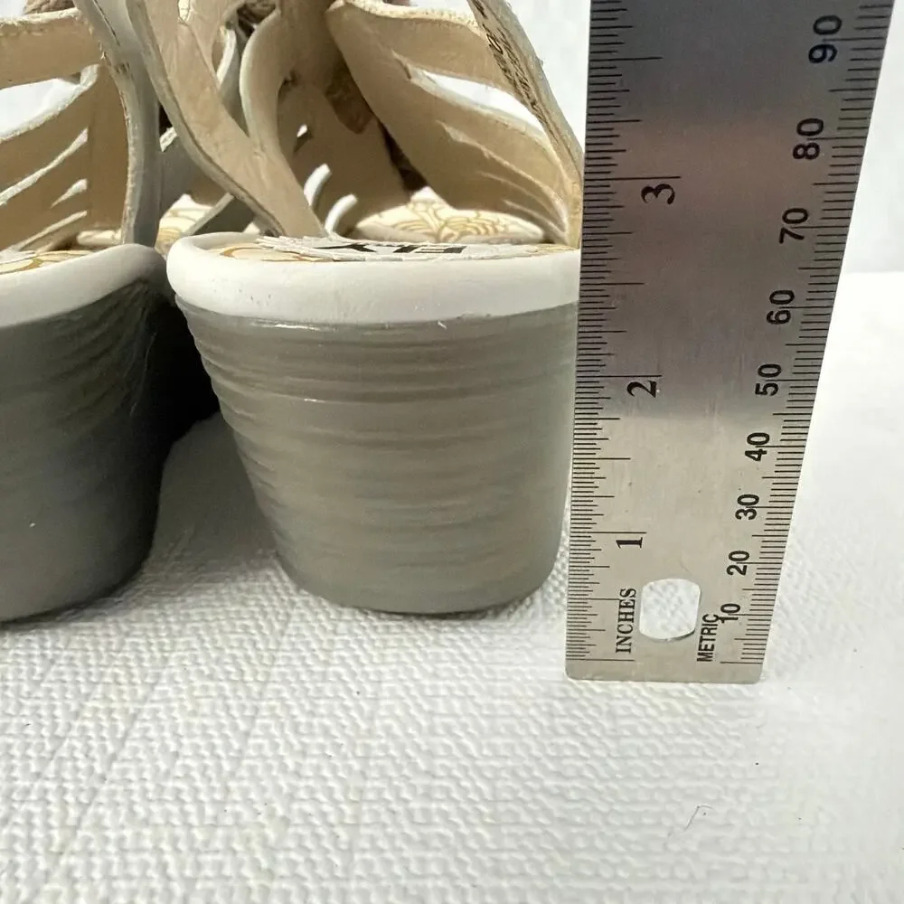 Fly London Yito Shoes Womens Size 9 US Wedge Sandals 40 EU White Leather Shoes